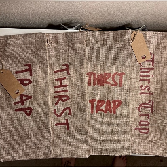 Drawstring wine bags- “Thirst Traps!” 🪤 🍷 🎁HANDMADE - Picture 1 of 6